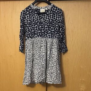 Mauve Navy and White Polka Dot Long Sleeve Dress